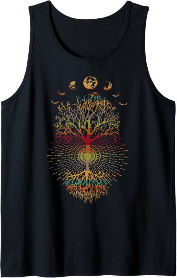 Phases of the Moon Retro 60's 70's Vibe Tree of Life Tank To... - Image 2